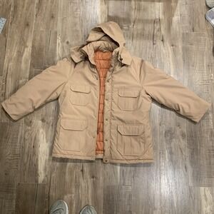 Vintage Grais Arctic Warmth Parka Jacket Mens 50R XL Tan Hooded Quilted USA Made